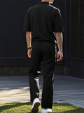 Men's 2 Pcs Summer Solid Color Lapel Top & Pants Set