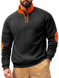 Men's Autumn Contrast Color Half Zipper Stand Collar Pullover Sweatshirts