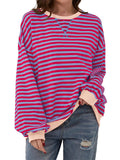 Women's Stylish Long Sleeved Striped Shirts for Spring Autumn