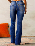 ‌Women's Vintage Streetwear‌ Mid Rise Bootcut Denim Jeans Casual