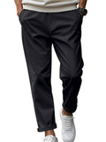 Men's Solid Color Comfy Quick-drying Drawstring Straight Trousers
