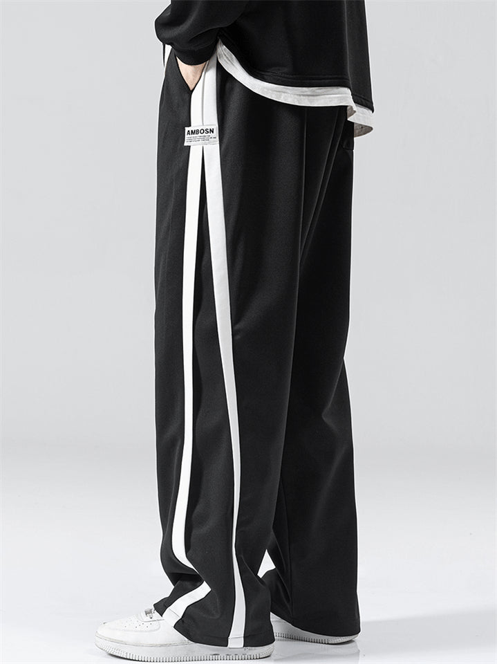 Men's Plus Size Casual Contrast Color Drawstring Pants