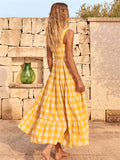 Summer Leisure Plaid Bustier Swing Dress for Women