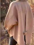 Women's Autumn Casual Solid Color Buttons Lapel Cardigan Coats