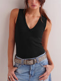 Women's Solid Color Pullover Slim Sleeveless T-Shirt