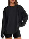 Women's Autumn Oversize Solid Color Round Neck Long Sleeve Shirts