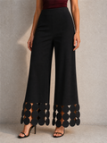 Womens High Waisted Wide Leg Pants with Circular Hem
