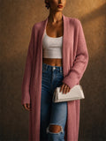Women Long Chunky Ribbed Knit Open Front Duster Cardigan Sweater