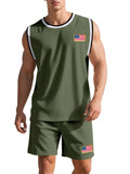 Men's Summer Round Neck Sleeveless Top and Drawstring Pants Set