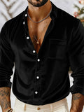 Men's Stylish Lapel Long Sleeve Button-Down Velvet Shirts