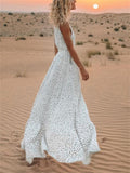Bohemian V Neck Polka Dot Desert Flowy Dress for Women