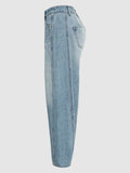 Women's Street Retro Solid Color Scimitar Loose Denim Pants