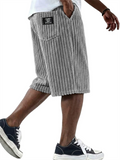 Men Casual Loose Fit Wide Leg Summer Corduroy Shorts