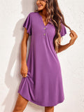 Stretchy Silky V Neck Knee Length Home Dress for Lady