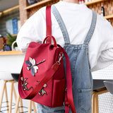 Chinese Style Dragonfly Embroidery Oxford Cloth Backpack for Women