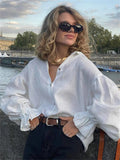 Women's French Style Simple White Lantern Sleeve Blouses