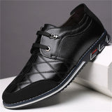 Men's Casual Contrast Color Faux Leather Flats Lace Up Shoes