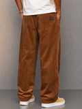 Men's Comfort Straight Leg Elastic Waist Corduroy Pants
