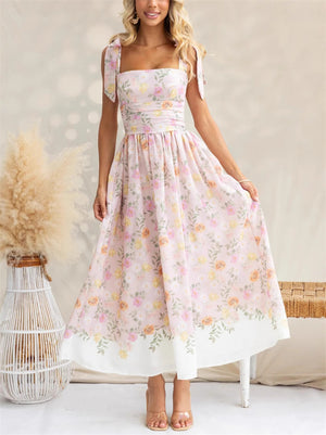 Women's Trendy Holiday Style Floral Print Strap Dress