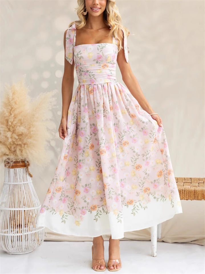 Women's Trendy Holiday Style Floral Print Strap Dress