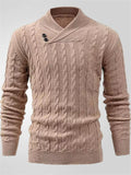 Men's Casual Solid Color Lapel Long Sleeve Rib Sweaters