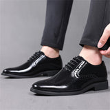 Men's Office Wear British Lace Up Glossy Dress Shoes