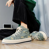 Men's Trendy High Top Lace Up Denim Canvas Shoes
