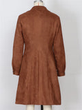 Women's Autumn Vintage Faux Suede Single Breasted Lapel Midi Coats
