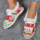 Lovely Furry Plush Flat Christmas Loafer Shoes for Women