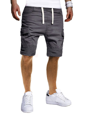 Male Casual Pleated Multi-pocket Outdoor Cargo Shorts