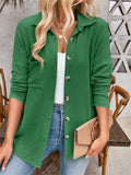Women's Casual Solid Color Stripe Long Sleeve Button Up Blouse