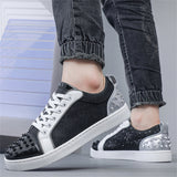 Men's Casual Korean Style Trendy Rivet Patchwork Lace Up Flats Shoes
