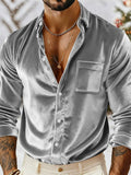 Men's Stylish Lapel Long Sleeve Button-Down Velvet Shirts