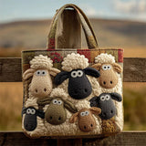 Adorable Sheep Family Quilted Tote Bag