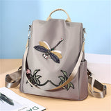 Chinese Style Dragonfly Embroidery Oxford Cloth Backpack for Women