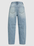 Women's Street Retro Solid Color Scimitar Loose Denim Pants