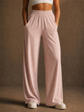 Womens High Waisted Pockets Wide Leg Lounge Pants