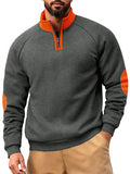 Men's Autumn Contrast Color Half Zipper Stand Collar Pullover Sweatshirts
