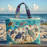 Holiday Style Turtle Quilted Tote Handbags