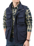 Men's Solid Color Pockets Casual Outdoor Sleeveless Vest Coats