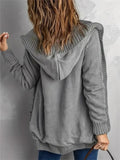 Women's Solid Color Twisted Pockets Hooded Cardigan Sweaters