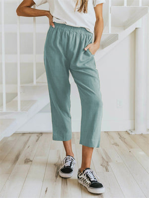 Women's Cozy Cotton Linen Loose Quick Dry Cropped Pants for Summer