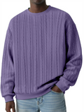 Men's Round Neck Cable-Knit Long Sleeve Casual Sweatshirts