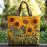 Yellow 3D Classic Sunflowers Quilted Tote Bags