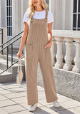 Women's Summer Casual Solid Color Pockets Strap Jumpsuits