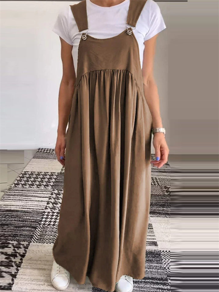 Women's Casual Solid Color Pleated Strappy Dress