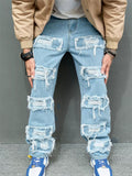 Men's Cool Light Blue Ripped Denim Pants