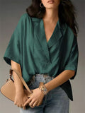 Women's Casual Elegant Solid Color Pullover Lapel Blouse