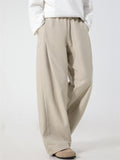 Men's Retro Pleated Solid Color  Elastic Waist Drape Wide Leg Suit Pants