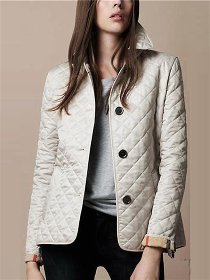 Women's Trendy Solid Color Lapel Single Breasted Quilted Coat